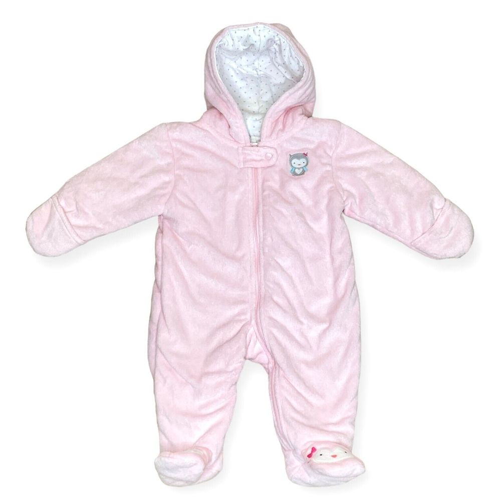 CARTER'S Baby Bunting Snowsuit Pink Size 3-6 Months Infant Girl Zip Up Hood - Picture 6 of 6